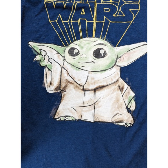 Star Wars Mandalorian Baby Yoda T shirt Kids Youth 14/16 XL Blue The Child Grogu - Picture 5 of 11
